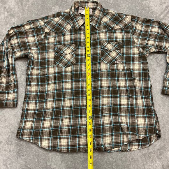 Wrangler Wrancher Shirt Mens 2X Western Pearl Snap Cowboy Plaid Long Sleeve - Picture 5 of 8